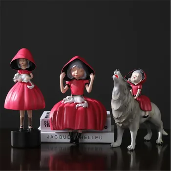 [VIP] Rozprávka Tvorivé Little Red Riding Hood Charakter Ozdoby Obývacia Izba Dievča Spálňa Živice Domáce Dekorácie Darček k Narodeninám