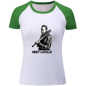 Letné Ženy Zaujímavé Tričká Krátky T-Shirt Walking Dead pracujete Pre Mňa Negan E Lucille Maglia Posádky Krku Tshirts XXXL