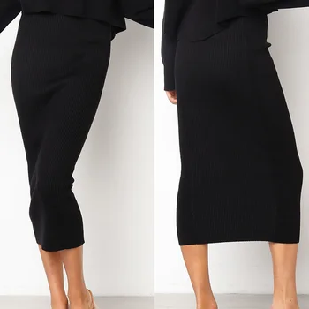 2020 Nové Módne Ženy Elegantné Vysoký Pás Sukne Jar Jeseň Čierna Biela Dlho Sexy Ceruzka Slim Hip Split Sukne Pre Office Lady