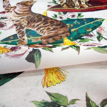 Mačka tlače vytlačené polyester šifón tkaniny tkaniny tkaniny 145 cm šírka dámske oblečenie, detské tričko, šaty, odev, textílie,