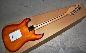 Top kvalita FPST-1075 CS farba pevné telo biely pickguard tigrie pruhy krku elektrická gitara, doprava Zdarma