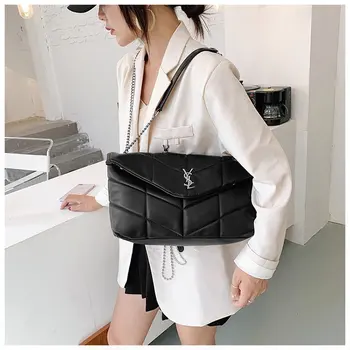 Ženské nové módy, jednofarebné klapka taška, jediný ramenný uhlopriečka reťazca taška, dámske luxusné značky peňaženky a kabelky