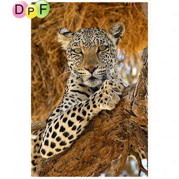 DPF plné kolo zvierat leopard Diamond výšivky diamond cross stitch mozaiky diy diamond maľovanie domov, domov Dekoratívne maľby