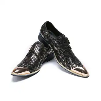 Sapato sociálne masculino ocele zlato prst svadobné šaty formálne obuv muži lesk mokasíny oxford koža talianskej obuvi trvá 2019