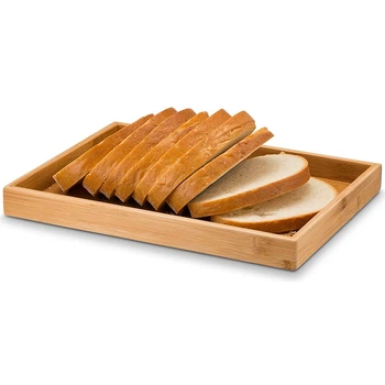 XMX-Bambus Chlieb Slicer Rezanie Príručka - Drevo, Chlieb Fréza Pre Domáci Chlieb, Bochník Koláče, Bagels Skladacia A Kompaktný S Drobkov