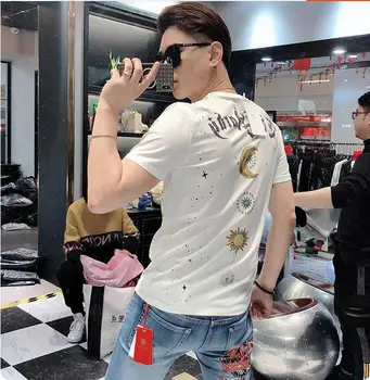 2020 nové módne slim fit muž tričko Diamond dizajn top tees