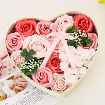Mydlo Kvet Srdce v tvare Ruže Darčeka Valentine Deň Narodeniny Svadobný Obrad Darčeky pre Priateľku Domov, Dekorácie, Kvety
