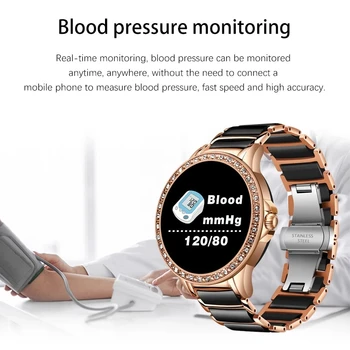 Smart Hodinky Ženy Hovor Pripomienka Plnej Ocele Obrazovke Srdcovej Frekvencie Smartwatch Krvný Tlak Sledovať Módne Hodinky Podporuje Telefón