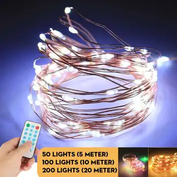 5-20M Nové LED Reťazec Svetlá Medi S Hudbou Drôt Rozprávkových svetiel IP65 Vodotesný Pre Halloween, Vianočné Dekorácie Svetlá Prostredníctvom USB