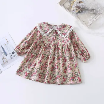 Jar deti dievča, detské oblečenie s dlhým rukávom čipky kvetinové šaty pre novonarodené deti, dievčatá handričkou 1 rok dieťa narodeniny šaty šaty