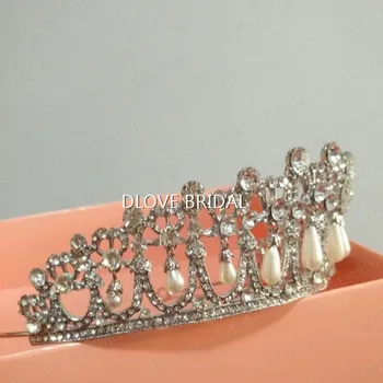 Klasické Princezná Diana Rovnaké Pearl Koruny Crystal Tiara Svadobné Šperky, Svadobné Party Vlasy Príslušenstvo