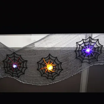 Halloween Dekorácie, Rekvizity LED sa rozsvieti Bliká Spider Pavučinu Hallowmas Dekorácie Dodávky