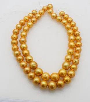 AA sladkovodné perly zlatá farba v blízkosti kolo EDASION 11-15 MM 15inch FPPJ veľkoobchod korálky prírody