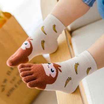 Nový Rok Kawaii Deti Ponožky Bavlna Zvierat Chlapci Dievčatá Ponožky Lacné Veci Prst Ponožky pre Deti Päť Prstov Ponožka 3-7T/7-12T