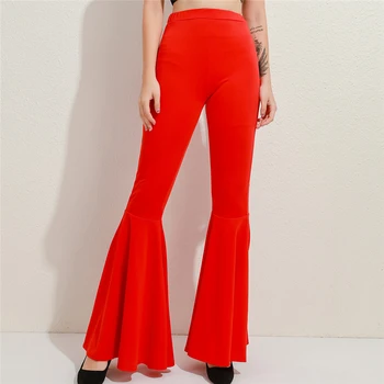 Vintage Ženy Svetlice Nohavice Plus Veľkosť 3XL Bežné Vysoký Pás Skladaný Slim Jeseň Žena jednofarebné Nohavice