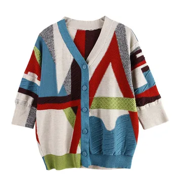 Na jar roku 2020 nový farebný kontrast krátky pletený sveter tenký, Krátky Rukáv Sveter Bunda dámske top ľad