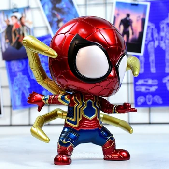 Disney, Marvel Avengers Spider Man 21 cm Q verzia Akcie Obrázok Anime Mini Bábika Kolekcie Figúrka Hračky, model pre deti darček