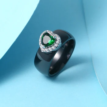 925 Sterling Silver Princezná Zelené Srdce, Zirkón Zásnubné Prstene pre Ženy Anel Rakúskych Kryštálov 8 MM Keramický Krúžok Šperky Darček