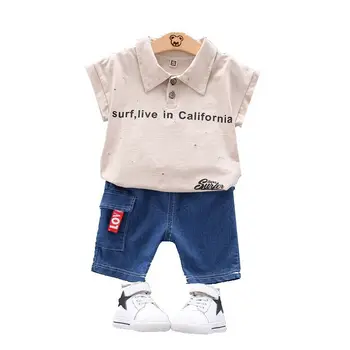2020 Nové Batoľa Chlapec Oblečenie Letné Tlače Nastaviť Deti Tričko Krátky Rukáv Oblek pre Dieťa Boys Oblek pre Deti Denim Oblečenie, Oblečenie