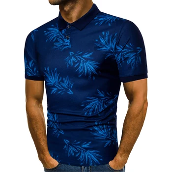 2018 muž T-shirt Topy značky Listy vzor príležitostné letné dizajn Bavlny priedušná krátky rukáv t-Shirts mužov slim veľké veľkosti 3XL