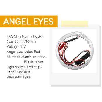 TAOCHIS 80 mm 95 mm LED Krúžok Optické svetlo Sprievodca HeadlightsRed farba Angel Eyes Pre BMW Benz Chevrolet Toyota, Mazda Honda, VW