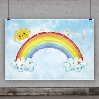 Yeele Cartoon Photocall Rainbow Cloud Sun Star Fotografie Pozadia Osobné Fotografické Pozadie Pre Photo Studio