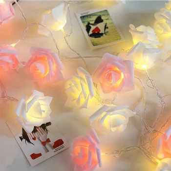 Batériový 2,5 M 20 LED Ruže Kvet Garland Vianočné Dovolenku String Svetlá Pre Valentine Svadobné Dekorácie, Party Decor