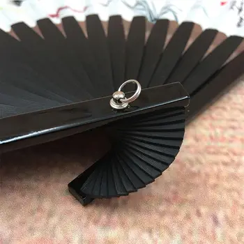 Čínska Klasická Atrament Ventilátor Darček Remeselné Skladacie Ventilátor Hodvábneho Materiálu (Ventilátor + Matching Ventilátora kryt) Light Black Bambusu Vôňa
