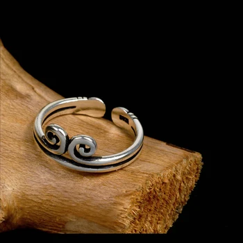 Pure 925 Sterling Silver Šperky Prstene Otvorenie Ročníka Mužov Signet Ring Pre Ženy Jemné Darček R1006