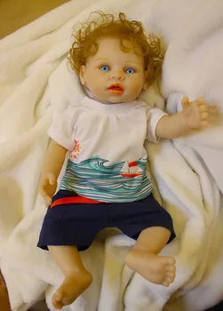 Mini modré oči bebe reborn chlapec bábika 48 cm celého Tela Silikónové Reborns roztomilé bábiky pre deti darček bonecas brinquedo menino angela