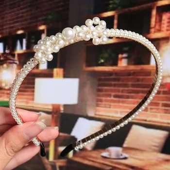 Nový Luxusný Veľký Pearl hlavový most pre Dámske Luk Slnečnice Obruče Dievča Svadobné Svadobné Party Vlasy, Šperky, Doplnky pokrývku hlavy