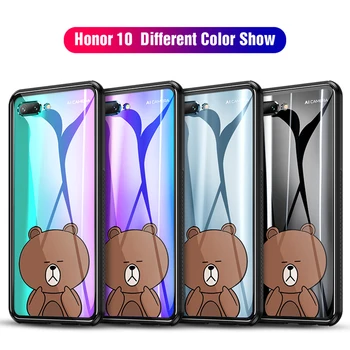 VPOWER Pre Huawei Honor 10 tvrdeného skla prípade cartoon vzor v nevýbušnom kryt Na huawei honor 10 shockproof Sklenené prípade