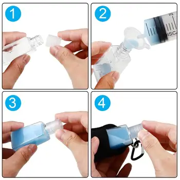 3ks/Set 30ml Opakovane Prenosné Fľašiach Hand Sanitizer Fľaše s Kľúčom Držiteľ Kozmetické Kontajner Fľaše