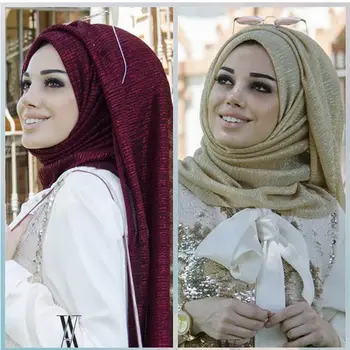 Ženy, Šátek Módne Zlato hodvábne Šatky Lady Šály A zábaly Foulard Dlho Veľkosť Pashmina Šatka na krk Šatku Hijabs
