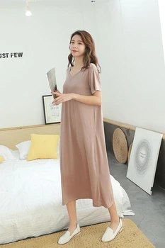Modálne Tenké tvaru Čierne Šaty Žena 2019 Lete kórejská Verzia Bežné Pohodlie Voľné-Krátke rukávy Farbou Dlhé Šaty