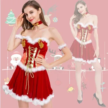 Cosplay Žena Dovolenku Šaty Vianočný Kostým Sexy Jeden-ramenný Šaty Európskych a Amerických štedrý deň Dievča Cosplay