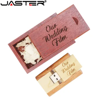 JASTER USB flash disk tvorivé Drevené námestie otáčania USB 2.0, 4 GB 8 GB 16 GB 32 GB, 64 GB USB & drevenej KRABICI nad 10pcs zadarmo logo