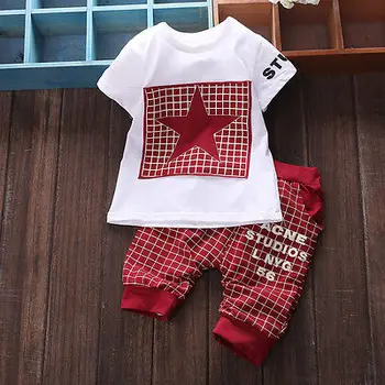 Baby Boy Deti Detská Letné Oblečenie Športové oblečenie T-shirt Top+Nohavice 2 ks Oblečenia Nastaviť
