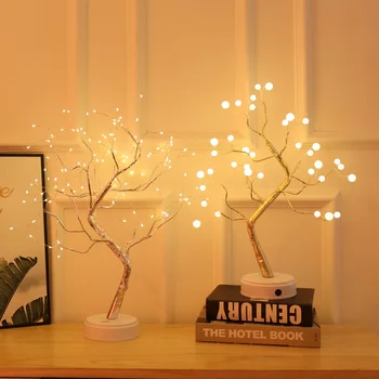 LED Nočné Svetlo Mini Vianočný Stromček Medený Drôt Garland Lampa Deti Spálne Dekorácie Hogard