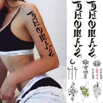 Nepremokavé Dočasné Tetovanie Nálepky Mesiac Totem India Flash Tetovanie Slivka Dragon Mandala Body Art Rameno Falošné Tetovanie Ženy Muži