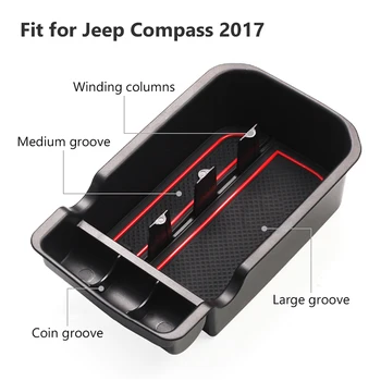 BACKAR Auto Auto Strednej Opierke Úložný Box Proti Sklzu Telefón Mat Držiteľ Mince Organizátori Príslušenstvo Pre Jeep Compass 2017 2018