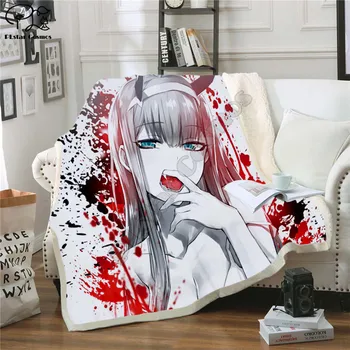 Hodiť deka zábavné Sexy anime rem 3D vytlačené Velvet Plyšové Deka prehoz cez posteľ Sherpa Deka Gauči Deka Pokrytie Cestovných 03
