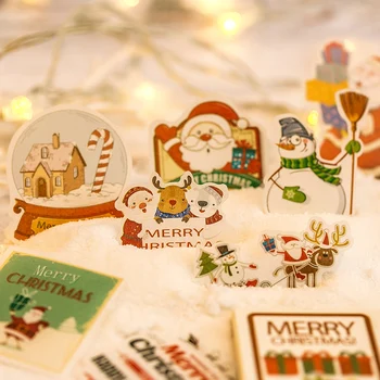 Retro šťastný čas Vianočný papier denník nálepky Scrapbooking Dekorácie label 1 lot = 1 balenie = 60 ks