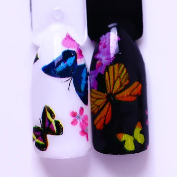 4*100 cm Motýľ Hviezdna Fólie na Nechty, Nálepky Farebný Kvetinový Vzor Manikúra Fólie Prenos Nálepky 3D Nail Art Obtlačky