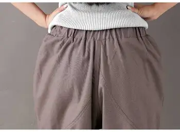 Ženy Plus Veľkosť lete etnickom štýle retro voľné nohavice pás bežné nohavice bavlna ľanové nohavice ženy elastický pás kríž nohavice
