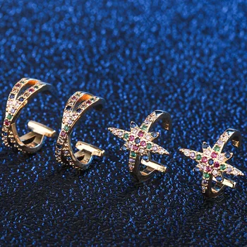 1Pair Nastaviteľné Cz Chrupavka Ucha Putá Bez Piercing, Náušnice Pre Ženy Farebné Crystal C Tvarované Earcuffs Piercing Šperkov
