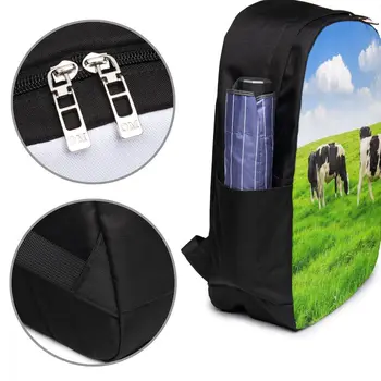Kravy Na Zelenej lúke A Modré Nebo Ženy Muži Batoh USB Nabíjanie Školské tašky Pre Dievča, Chlapca Cestovný Notebook Bookbag Daypack