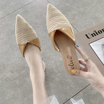 2020 nové Dámske papuče jar modely mimo Módy osobnosti flanging komfortné ploché non-slip elegantné dámske topánky U24-86