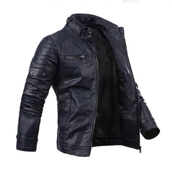 Mužov Cool, Multi-Vrecko Slim Zip Kabát Faux Kožené Motocykel Biker Jacket
