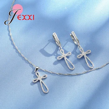 Moderný Cross Páse s nástrojmi v Tvare Šperkov Sady Pre Ženy s CZ Zirkónmi Náušnice/Prívesok/Náhrdelník Šperky Sady